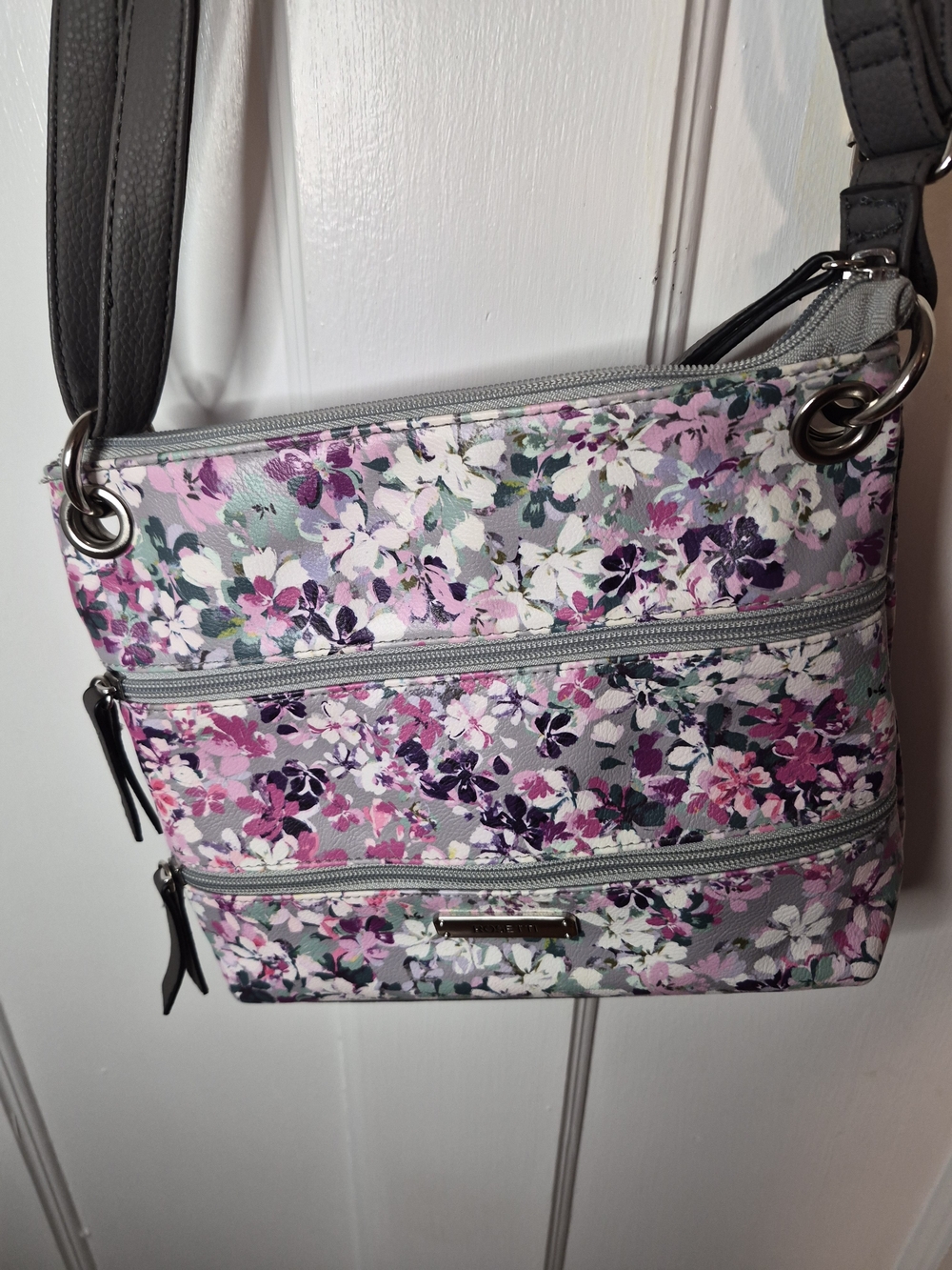 Rosetti Floral Crossbody Bag - Pink, Purple & Gray